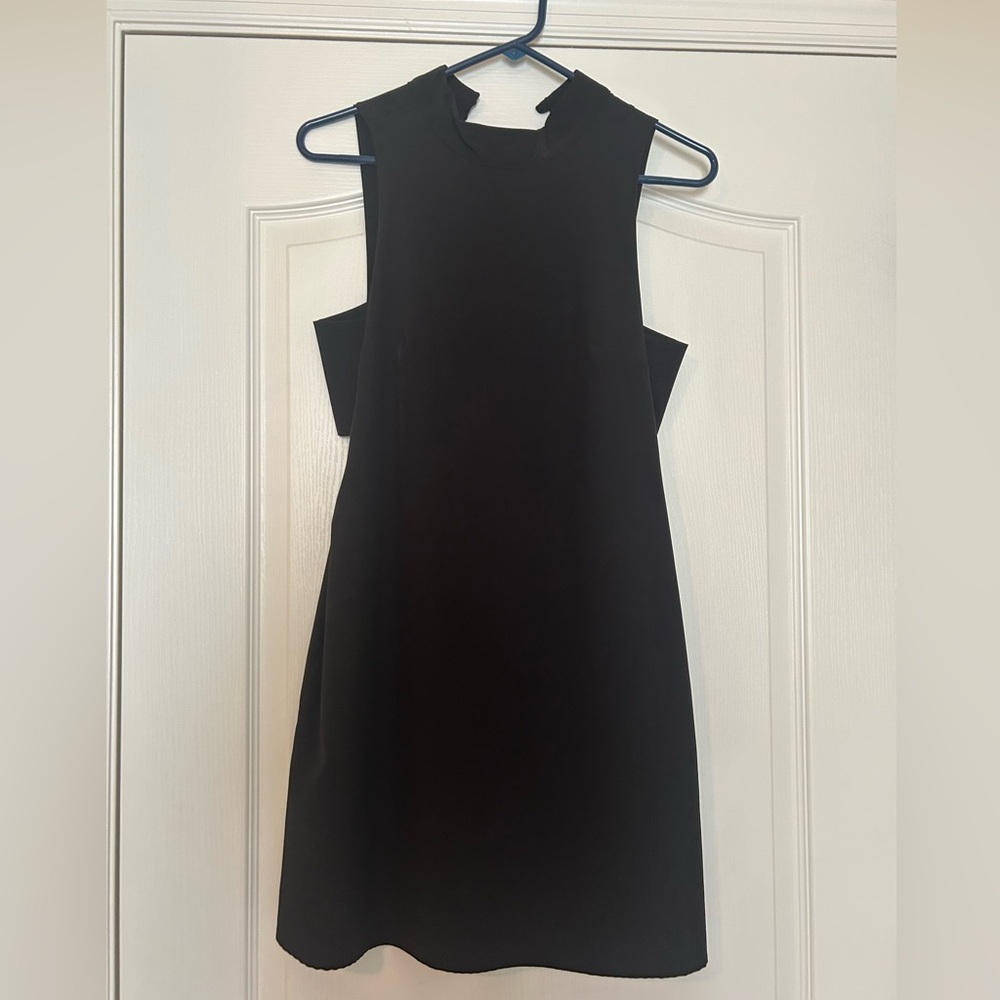 Lulu's Black Sheath Cocktail Dress with Mock Neck